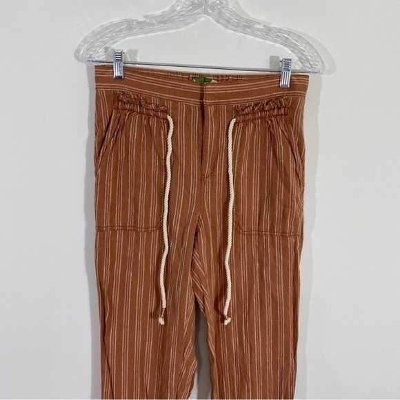 Anthropologie XS Linen‎ Blend Relaxed Fit Pants Orange Striped - Picture 3 of 11